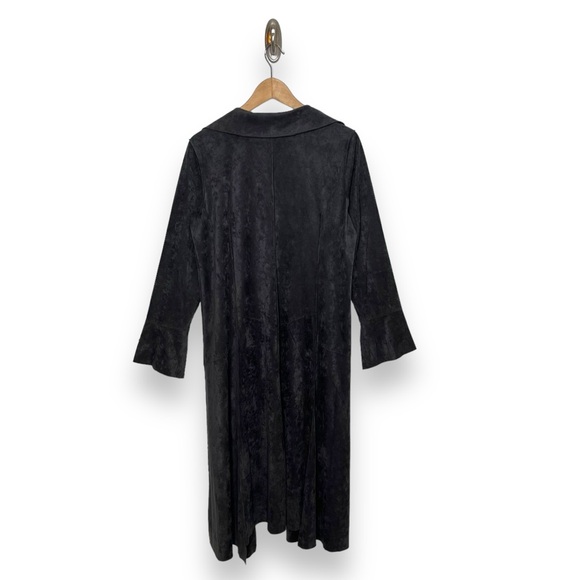 Soft Surroundings Grey Vegan Suede Leather Drapey Longline Open Front Jacket XL - Picture 2 of 4